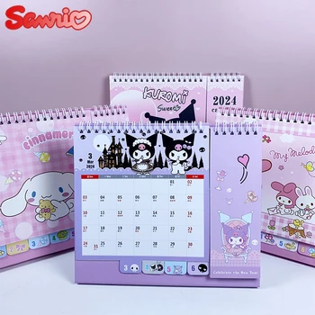 2024 Календар Sanrio Kuromi Desk Календар Аниме бележка Coil Календар за планиране Годишен дневен ред Организатор Аксесоари за бюро Подаръци