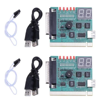 2X USB PCI PC диагностичен анализатор на дънната платка POST карта с 2-цифрен дисплей за код за грешка за лаптоп PC тест и анализ
