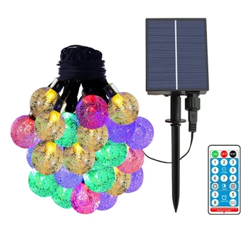 AT14 слънчева светлинна верига, 50 цветни кристални топки, IP65 водоустойчив за Коледа, декорации, фестивали, градини