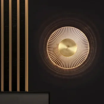 Модерна луксозна златна кръгла LED лампа за хол спалня вътрешно осветление пътека коридор фонова светлина декоративна