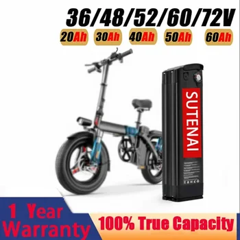  48V литиева батерия 36V / 52V / 60V / 72V Сребърна риба E-Bike електрически велосипед 1500W 20 / 30 / 40 / 50Ah 18650 батерия със зарядно устройство