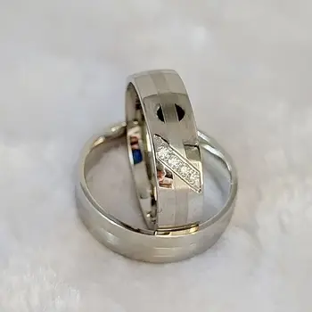 Класически западни двойки сватбени пръстени комплект за мъже и жени никога не избледняват водоустойчив сребърен моден пръстен за бижута от неръждаема стомана