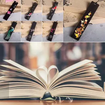 китайски стил ретро дървен цвят боядисани отметки кухи издълбани абанос книга клип страниране марка творчески за ученици учители