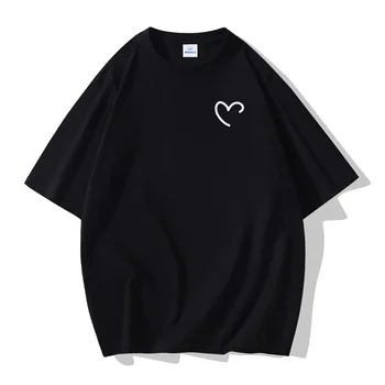 Най-новият печат на писма Любов 100% памук Мъжка тениска Хип-хоп памучна тениска О-образно деколте Летни мъжки причинно-следствени тениски Мода Loose Tees