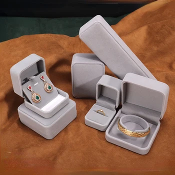 IHUES Висококачествена кадифена кутия за подаръци за сватбени бижута, булка Колие висулка изложбена стойка на едро обица кутия за съхранение