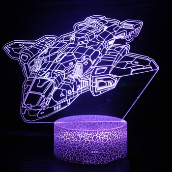 Rocket нощна светлина 3D илюзия лампа LED нощна светлина 7 цвят промяна космически кораб бюро таблица лампа спалня декорация деца момчета подарък