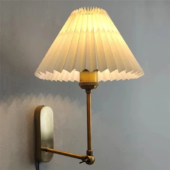 Модерни прости стенни лампи LED оригами абажур въртяща се лампа полюс стена светлина огледало до спалня лампа хол декорация