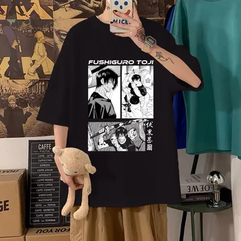 Jujutsu Kaisen Fushiguro Toji печатни тениска аниме стил печатни тениска случайни къс ръкав отгоре