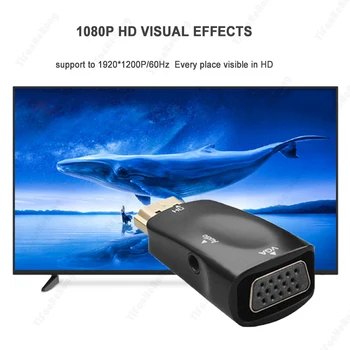 Нов HDMI-съвместим с VGA кабелен конвертор 1080P аудио кабел конвертор 3.5 мм жак аудио за компютър лаптоп TV кутия компютър дисплей