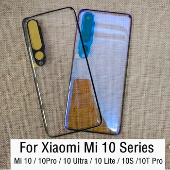 Прозрачен ясен за Xiaomi Mi 10 Pro Lite Ultra 10S 10T Pro капак на батерията Заден стъклен панел Подмяна на задния корпус + лента