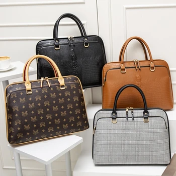 2023 Модни жени бизнес куфарче кожа високо качество Commuter чанти за женски лаптоп 14 инчов жена офис работа чанта