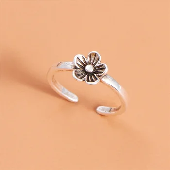 925 Сребърен ретро изправени прости и ярки малки цветни пръстени за жени парти годежен пръстен отваряне пресни бижута подарък