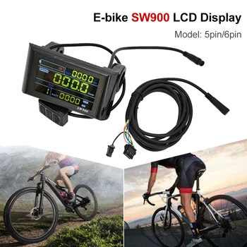  E-bike SW900 LCD дисплей контрол на скоростта панел 24V / 36V / 48V 5 / 6pin адаптер кабел електрически скутер велосипед колоездене аксесоар