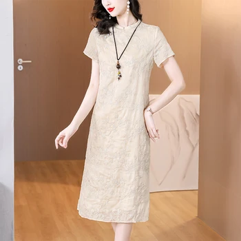 2023 нов моден темперамент подобрен cheongsam свободна рокля дама темперамент майка рокля