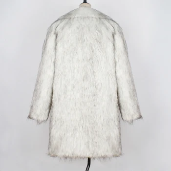 Яке палто трайни изкуствена кожа красив запази топло ревера дълъг дълъг ръкав връхни дрехи бяла ваканция удобен мода зима