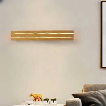 японски стил LED дърво зърно цвят стена лампа въртящи се дървени стена лампа хол ресторант коридор спалня декоративна лампа