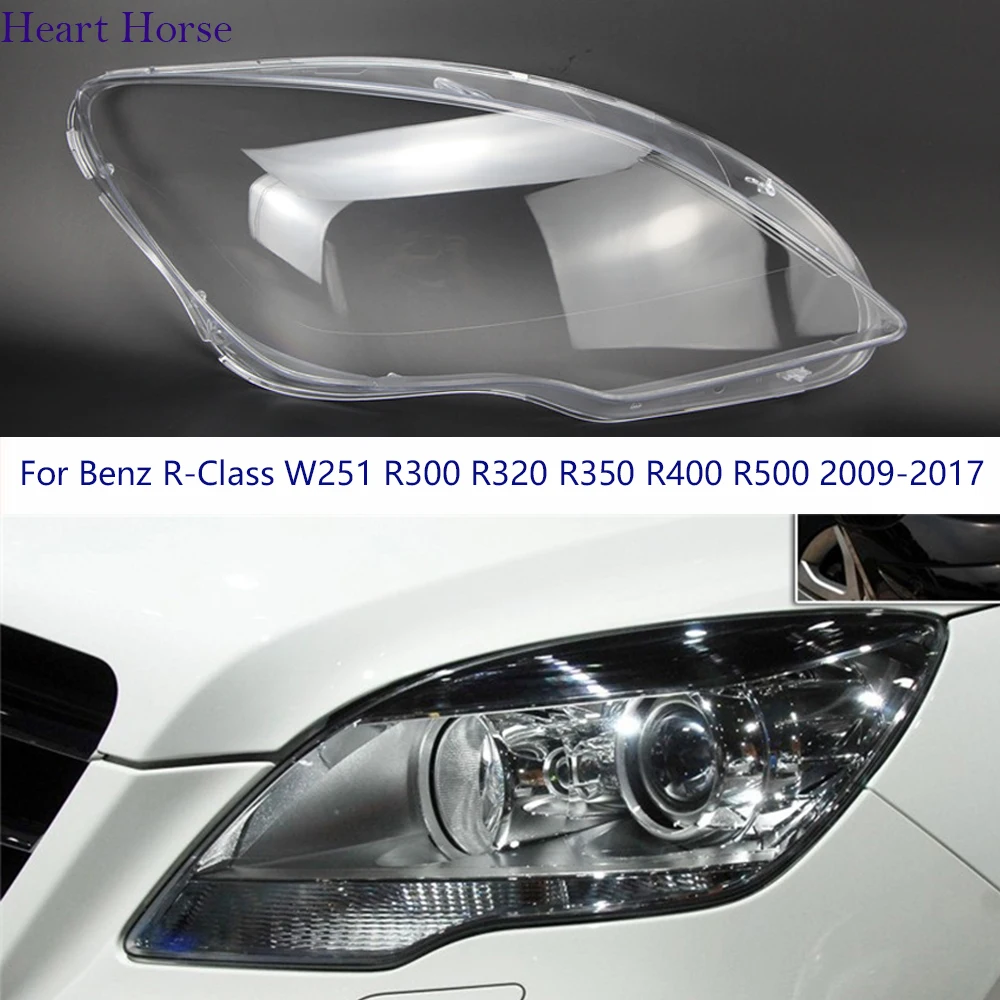 Auto Корпус на фаровете за Benz R-Class W251 R300 R320 R350 R400 R500 2009-2017 Капак на обектива на автомобилните фарове Абажур Стъклен капак на лампата