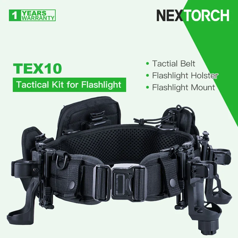 Nextorch TEX10 тактически колан комплект с фенерче кобур, Mount & торбичка и т.н. Може да понесе 200 кг напрежение, пасва за талията 85-145 см