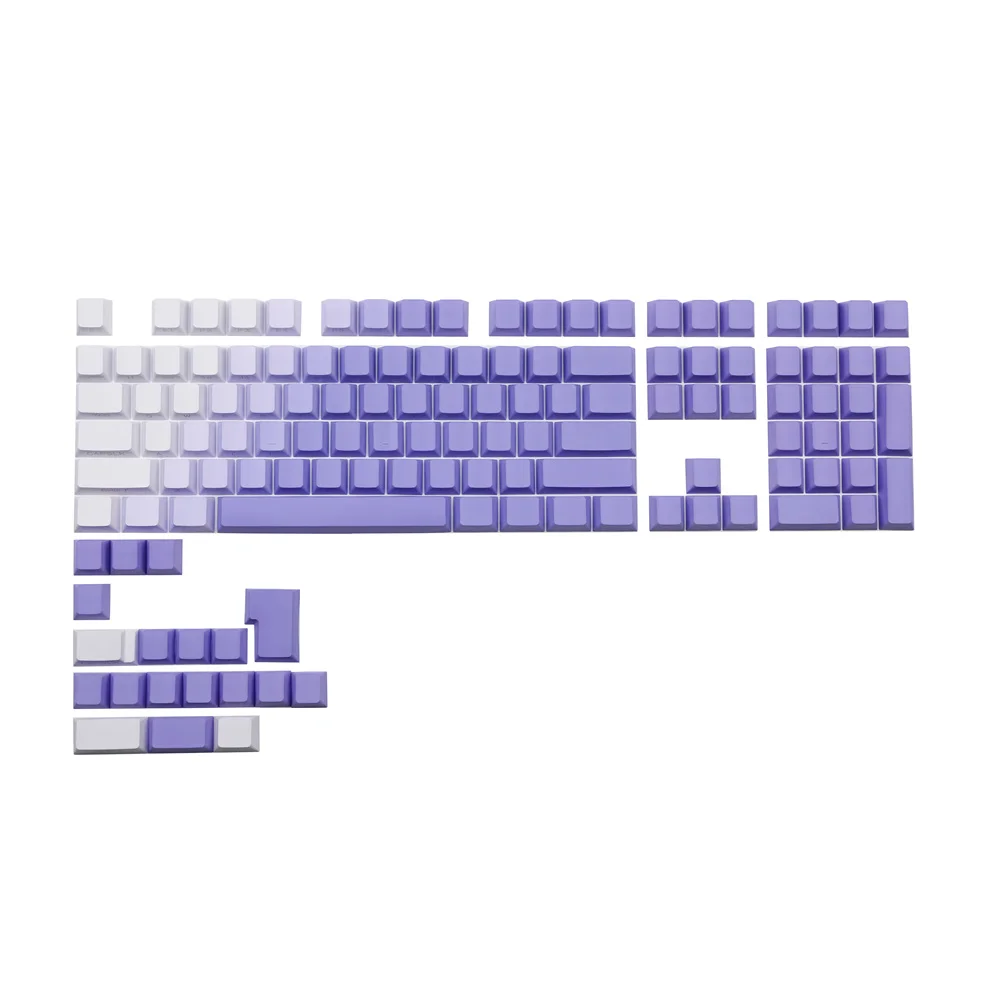 PBT 126 клавиши Страничен печат Градиентни клавиши Бяло-жълт лилав черешов профил DYE Subbed ISO за Mx превключватели Механична клавиатура