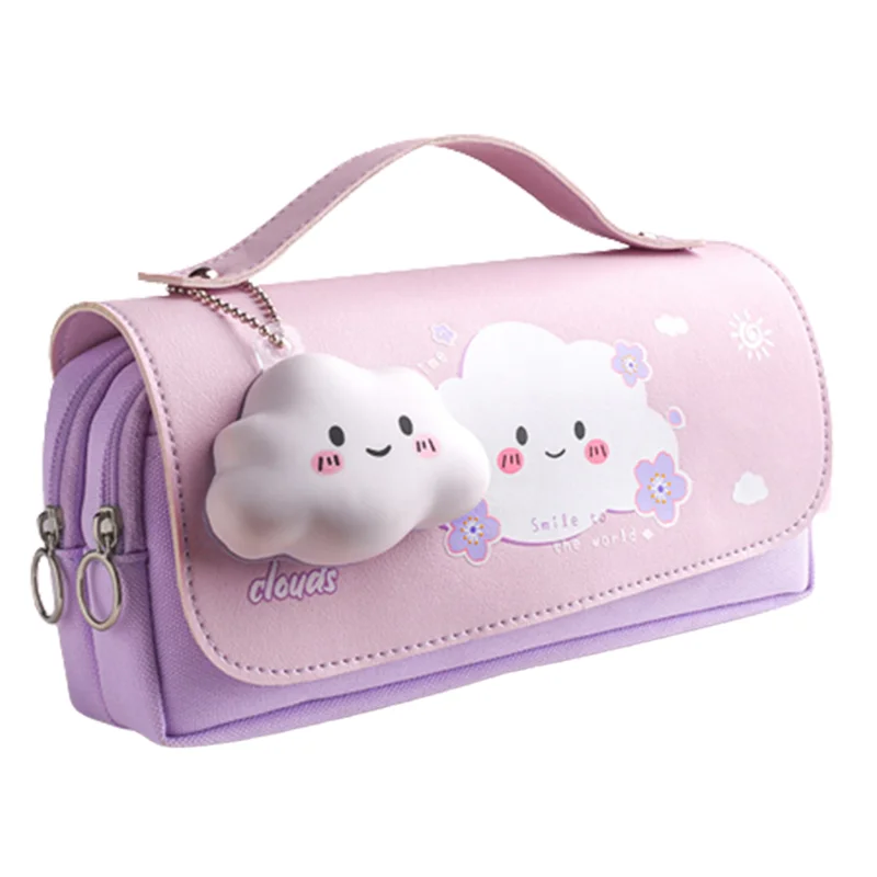Pencil Case Capacity Pencil Bag Pencil Pouch for Girls Cute School Supplies Back to School Канцеларски материали, лилави