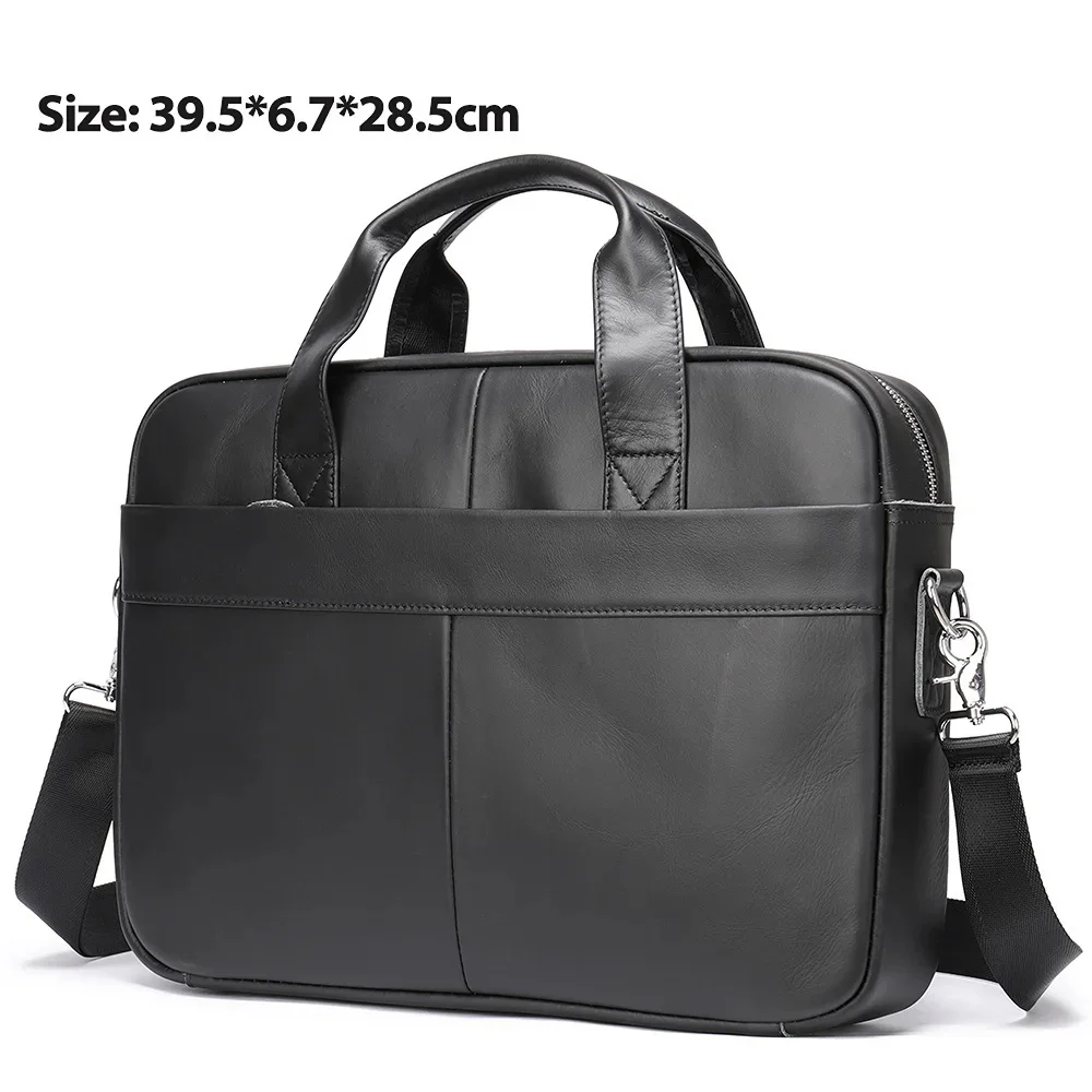 Висококачествена мъжка кожена чанта Истинско мъжко куфарче за лаптоп 14 Messenger Документ за бизнес портфолио