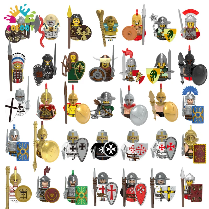 Детски играчки Спарта герои градивни блокове кръстоносец древни римски войници мини екшън фигури тухли играчки за детски рожден ден