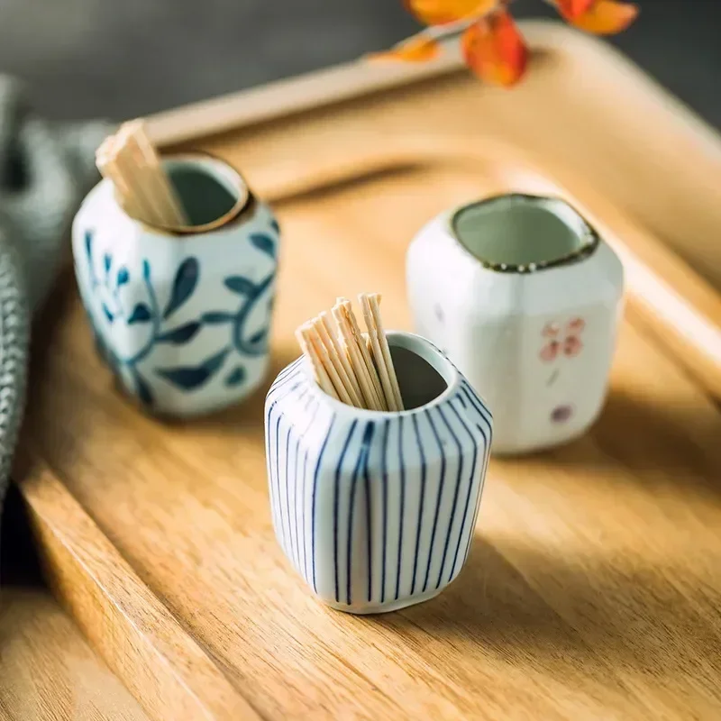 Използвайте клечка за зъби керамичен ръчно рисуван японски ресторант, висок клас домакински държач, чаша,