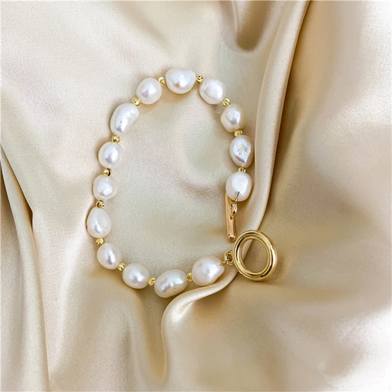 Луксозна мода барокова сладководна перлена гривна за жени Лятна нова гривна от неръждаема стомана Чар Парти бижута аксесоари