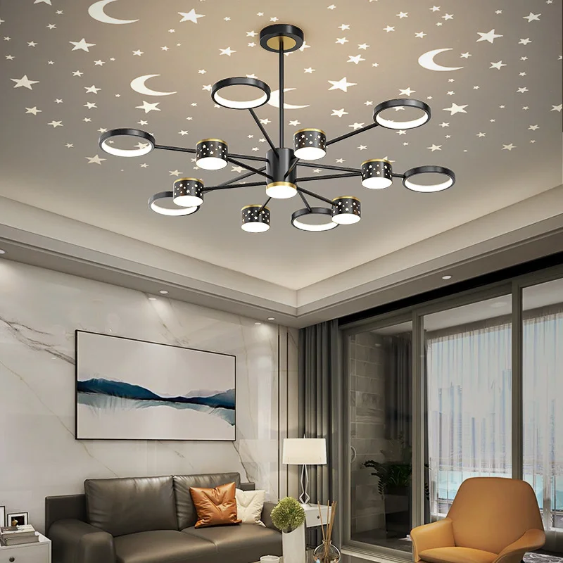 Модерен полилей за таван LED висулка лампа за таванно осветление черно злато творческа личност Living Home декор полилей