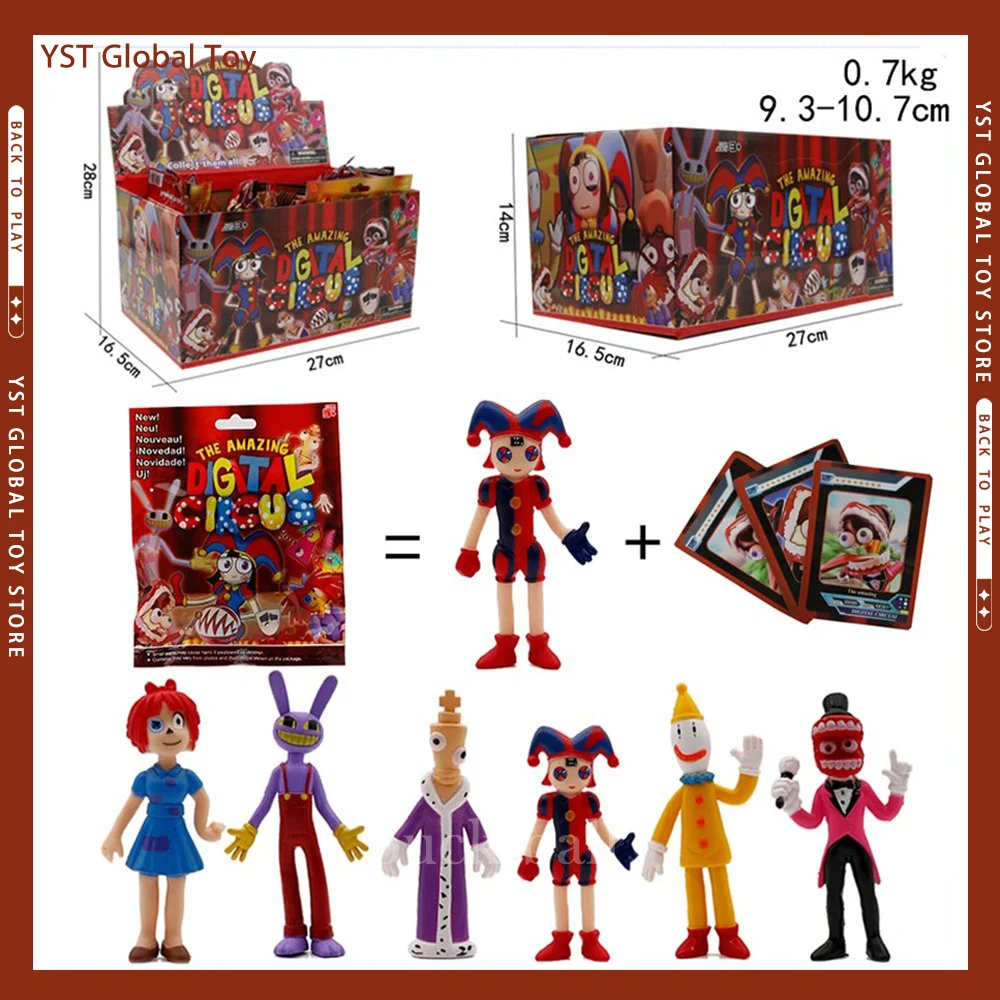 Невероятният цифров цирк Blind Box Card Toy 24Pcs Pomni Jax Kagatha Kinger Caine Kaufmo карта PVC модел кукла Коледа дете подарък