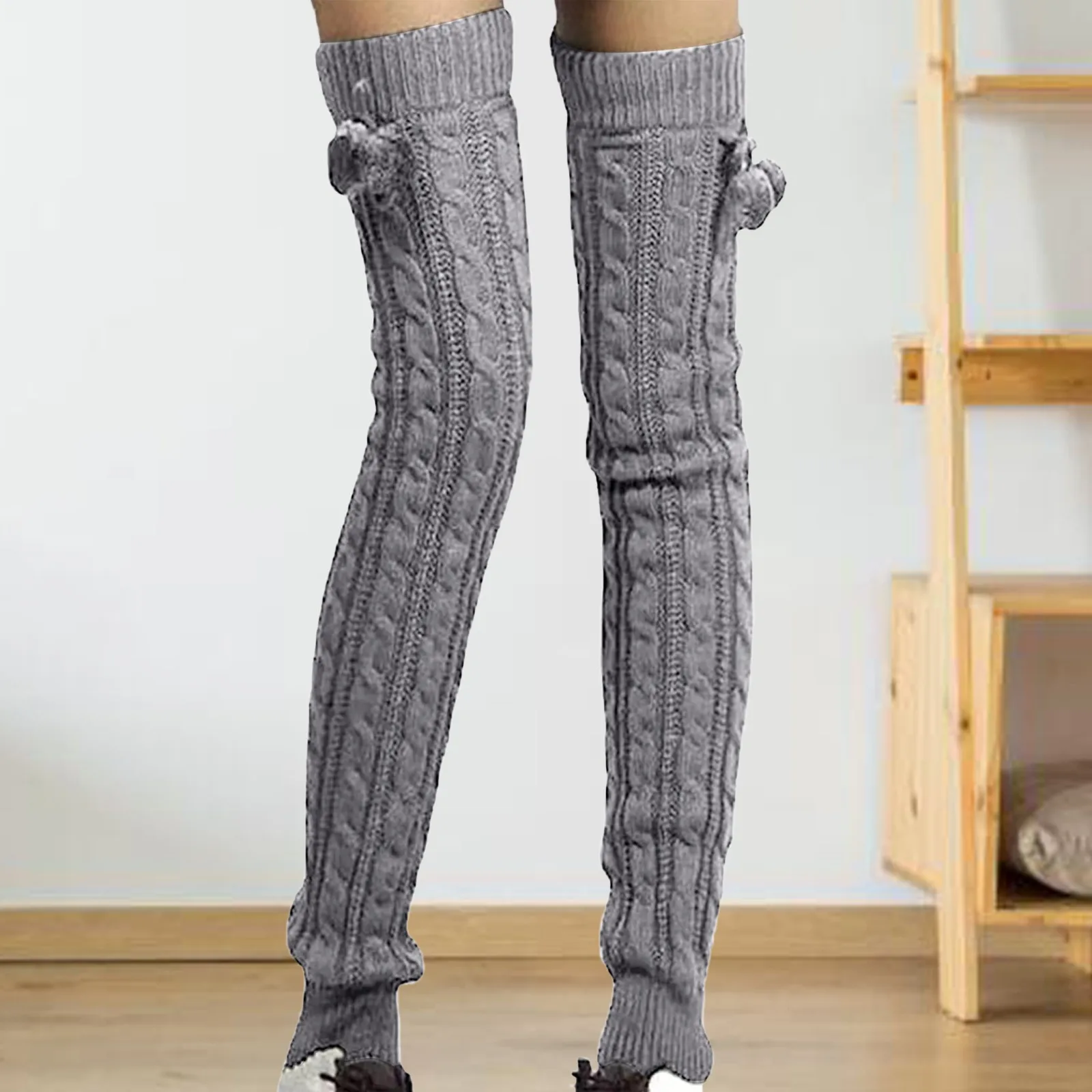 Трикотажен чорап есен зима Y2k замърсен цвят бедрото коляното дълги чорапи Harajuku японски сладък сладък косплей Лолита топли клинове